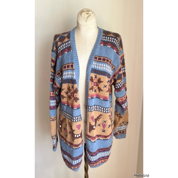 Jantzen Sweaters - Jantzen Hand Embroidered Western Colorful Knit Cardigan